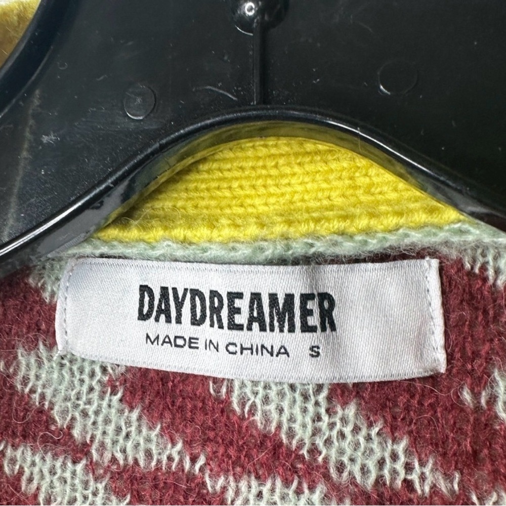 DAYDREAMER Yellow and Brown Zigzag Cardigan Size S - Picture 3 of 5